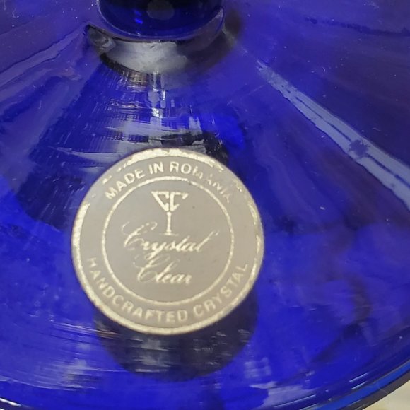 Romanian Crystal Tapered Candle Holder - Cobalt & Aegean Gold. Made in Romania - Picture 10 of 10